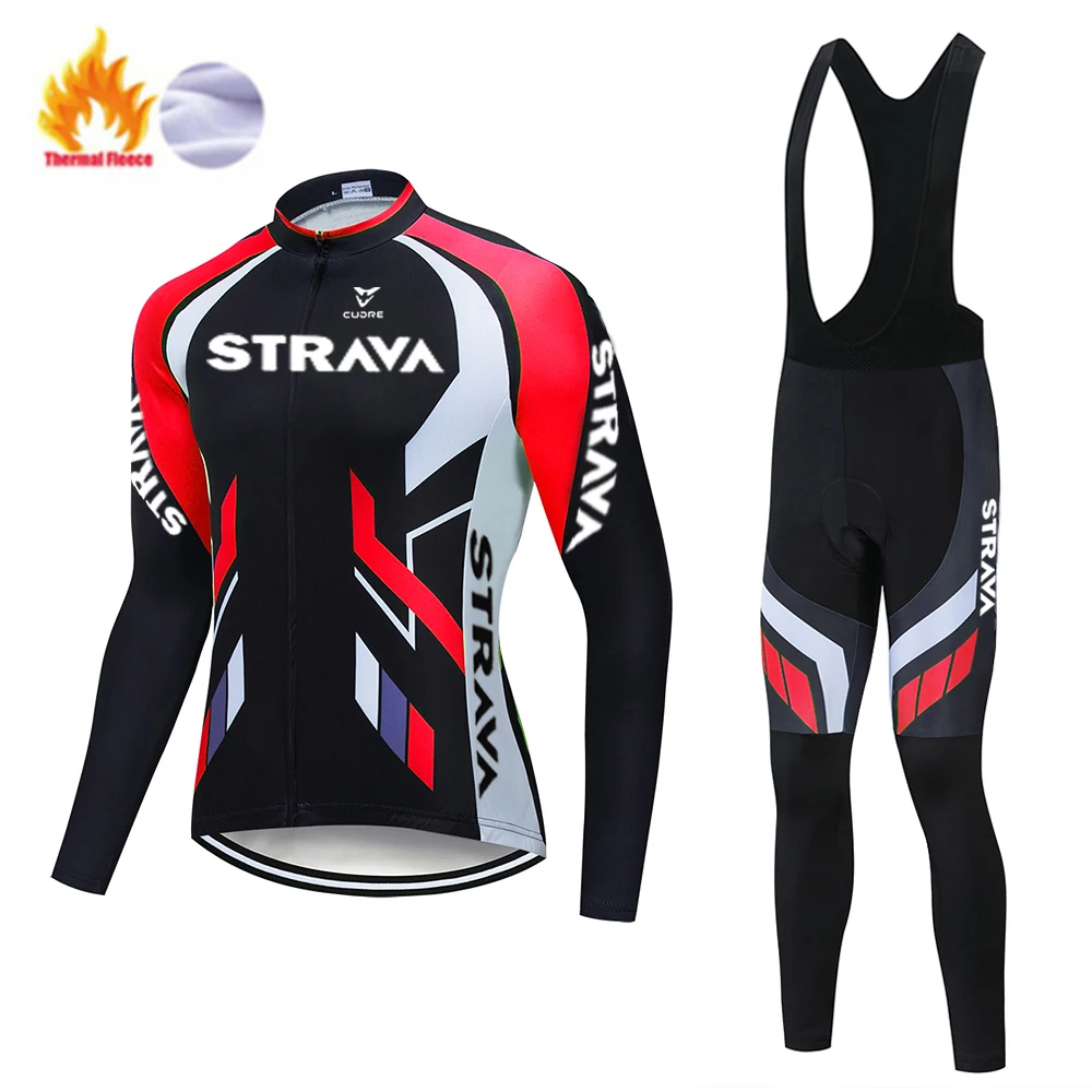 Зимняя мужская велосипедная одежда профессиональный комплект с длинными