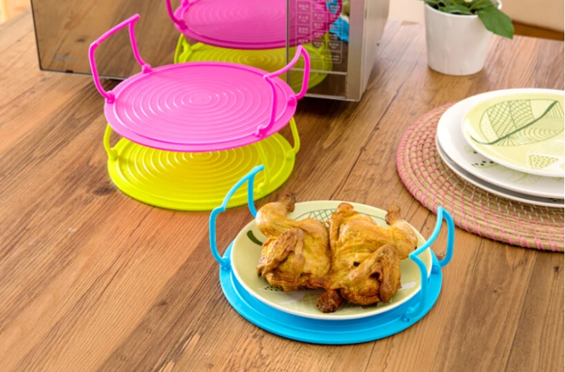 4 In 1 Microwave Plastic Stand Multifunctional Stacker Rack Kitchen Plate Shelf Mini Desk Heating Food Tray Cookware Inserts | Дом и сад