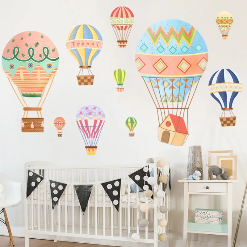 

Mamalook Cartoon Hot Air Balloon Sticker Animal Children's Room Decoration Nursery Baby Wall Decals Environmental Protection De
