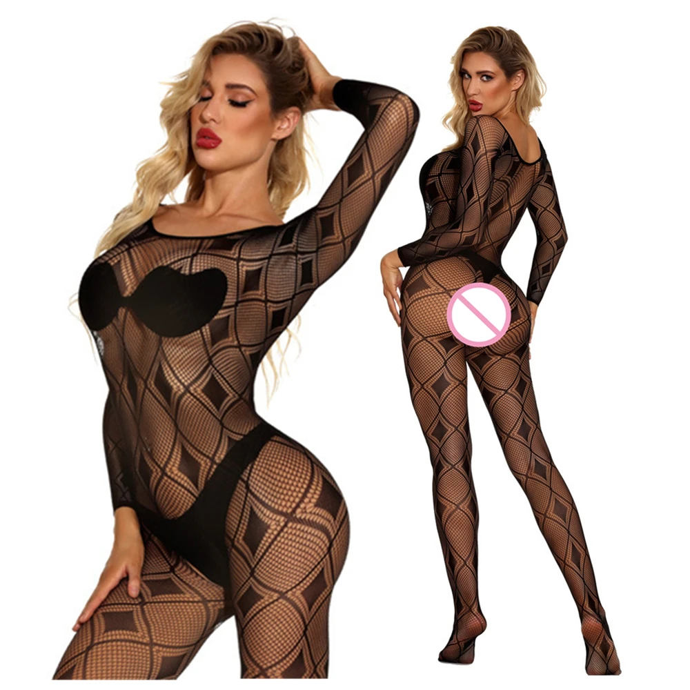 Женское сексуальное женское белье костюм без косточек боди в сетку Babydoll Боди