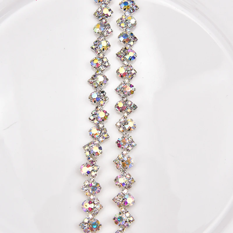1yd блестящая прозрачная Стразы AB цветная кристаллическая цепочка для костюма