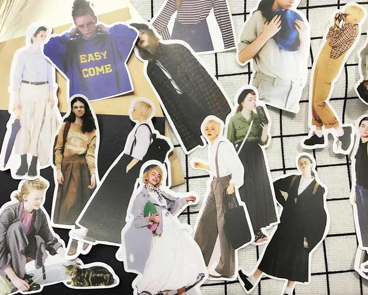 

23Pcs/Pack Fashion European Lady Clothing Sticker DIY Craft Scrapbooking Album Junk Journal Planner Decorative Stickers