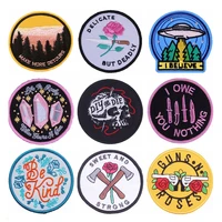 20pcslot round embroidery patch letter flower rose mount clothing decoration sewing accessories diy iron heat transfer applique