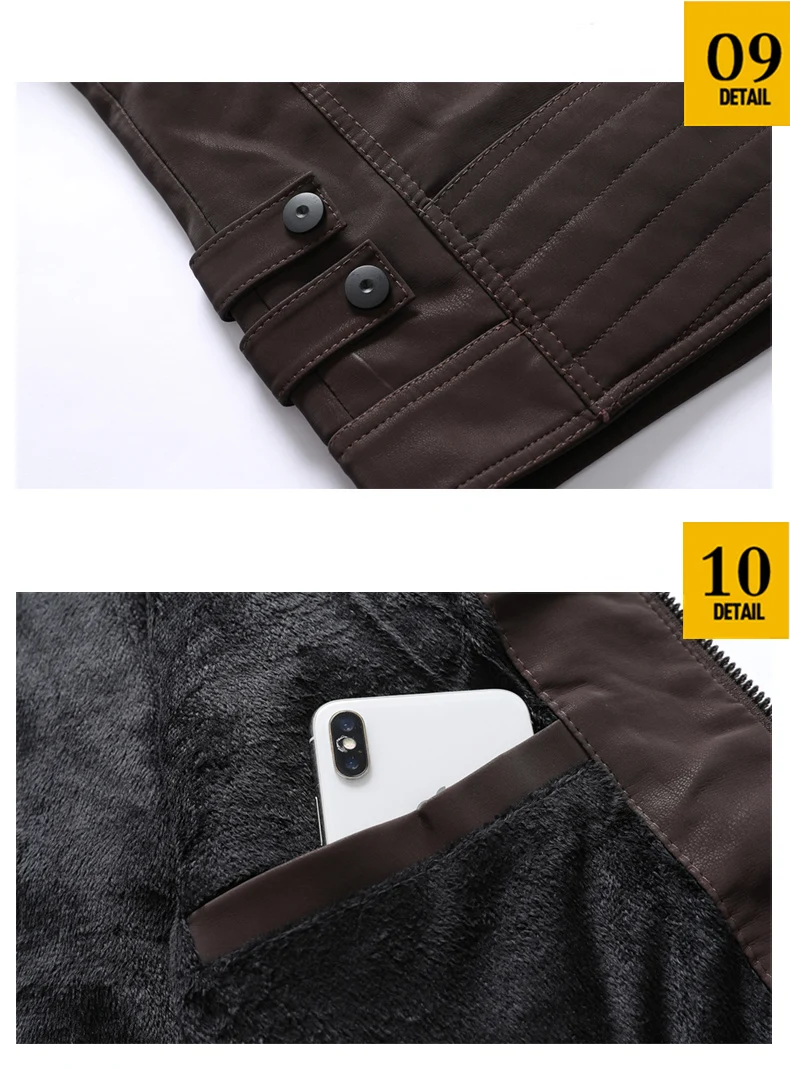 

2021 Men Winter Brand Leather Jacket Casual Motorcycle Winter Inner Fleece PU Coat Faux Leather Jackets Mens Clothing Streetwear