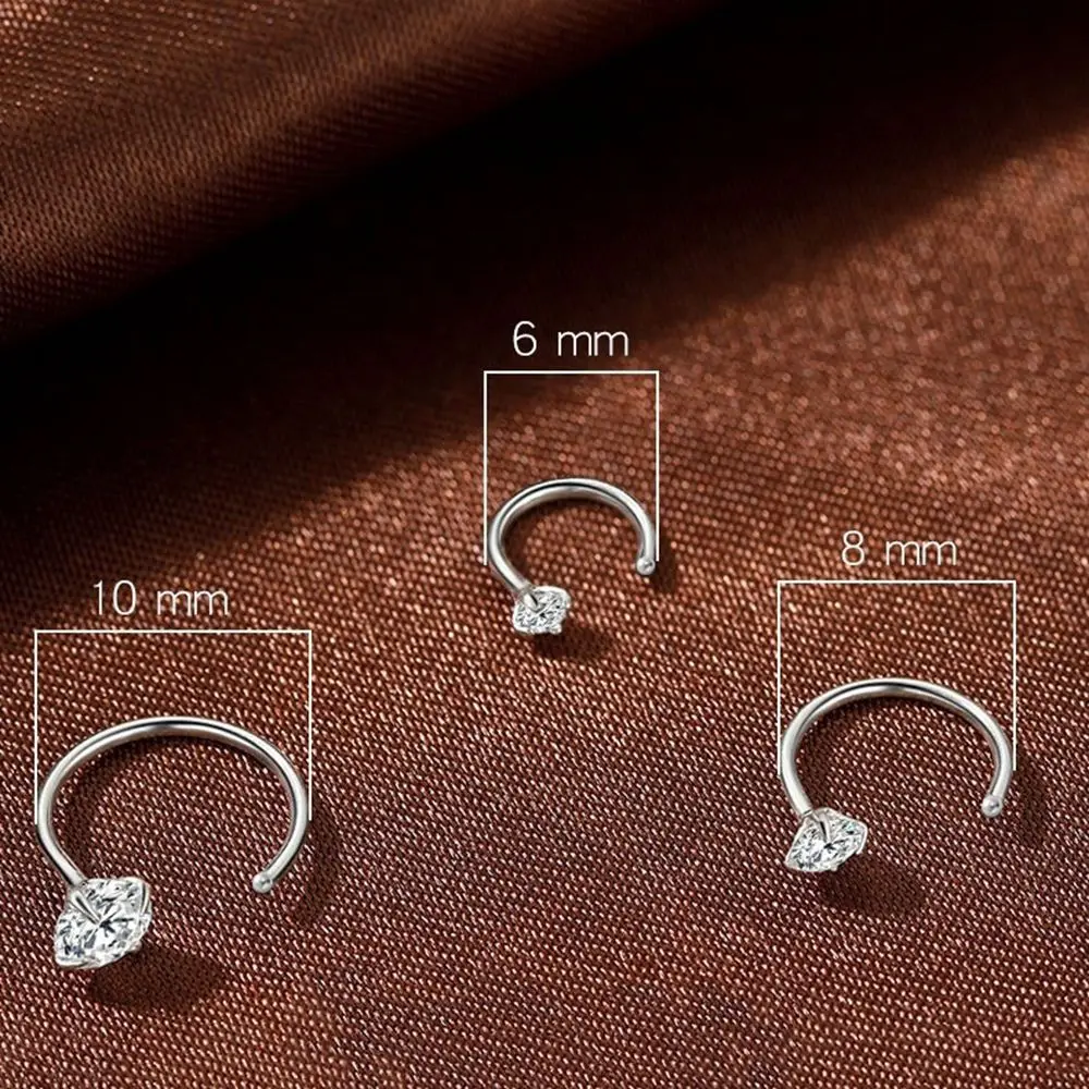 s999 Sterling Silver Earrings Hook Small Diamond Zircon Daily Helix Piercing Minimalist Hypoallergenic Ear bone ring earrings images - 6