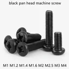 Винт с крестовой головкой GB818, 50-100 шт., М1.2, M1.4, M1.6, M1.7, M2, M2.5, M3, M4, винт с круглой головкой из углеродистой стали, черный