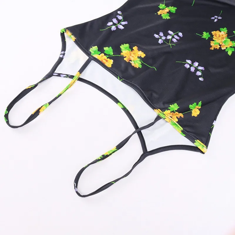 

Sexy Print V-neck Halter Backless Strap Long Dress 2021 Spring Summer Women Fashion Black High Waist Dress New Style Streetwear