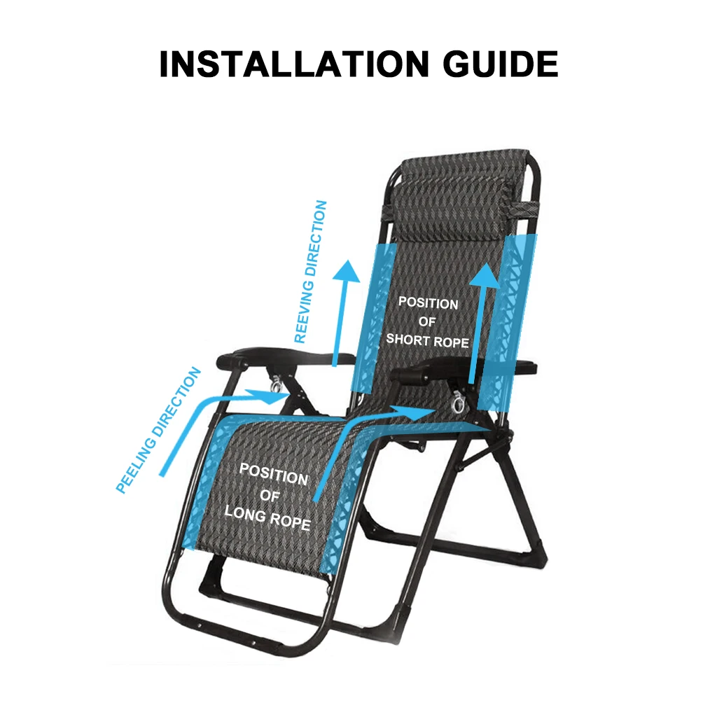 Recliner Replacement Mesh Breathable Sling Chair Cloth Couch Garden Folding w Head Relax Cushion & Laces | Спорт и развлечения