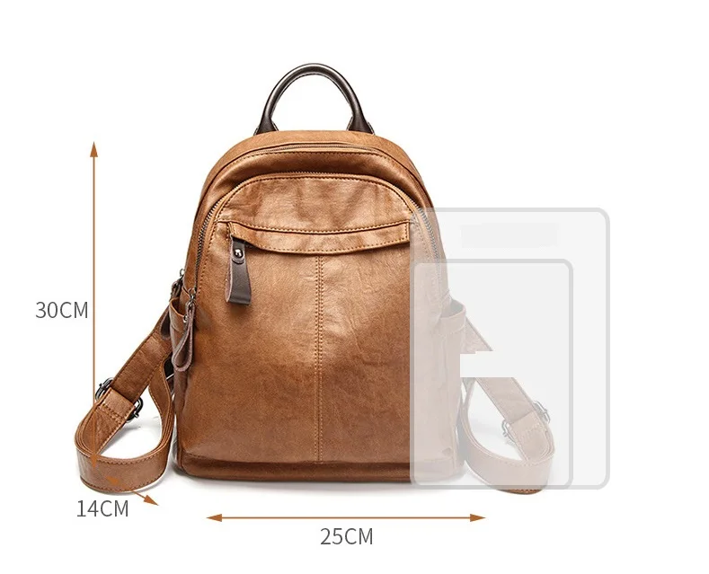 Женский кожаный рюкзак высокого качества для путешествий Модный женский сумки с