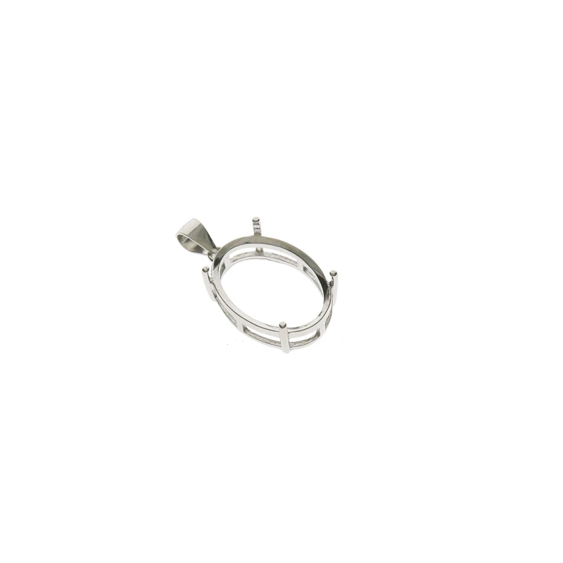 Silver 8x10-10x14-13x18MM простой овальной контакт настройки рамка для камень CZ одноцветное 925 пробы серебро DIY Подвеска Шарм лоток 1421094 - Цвет: Silver