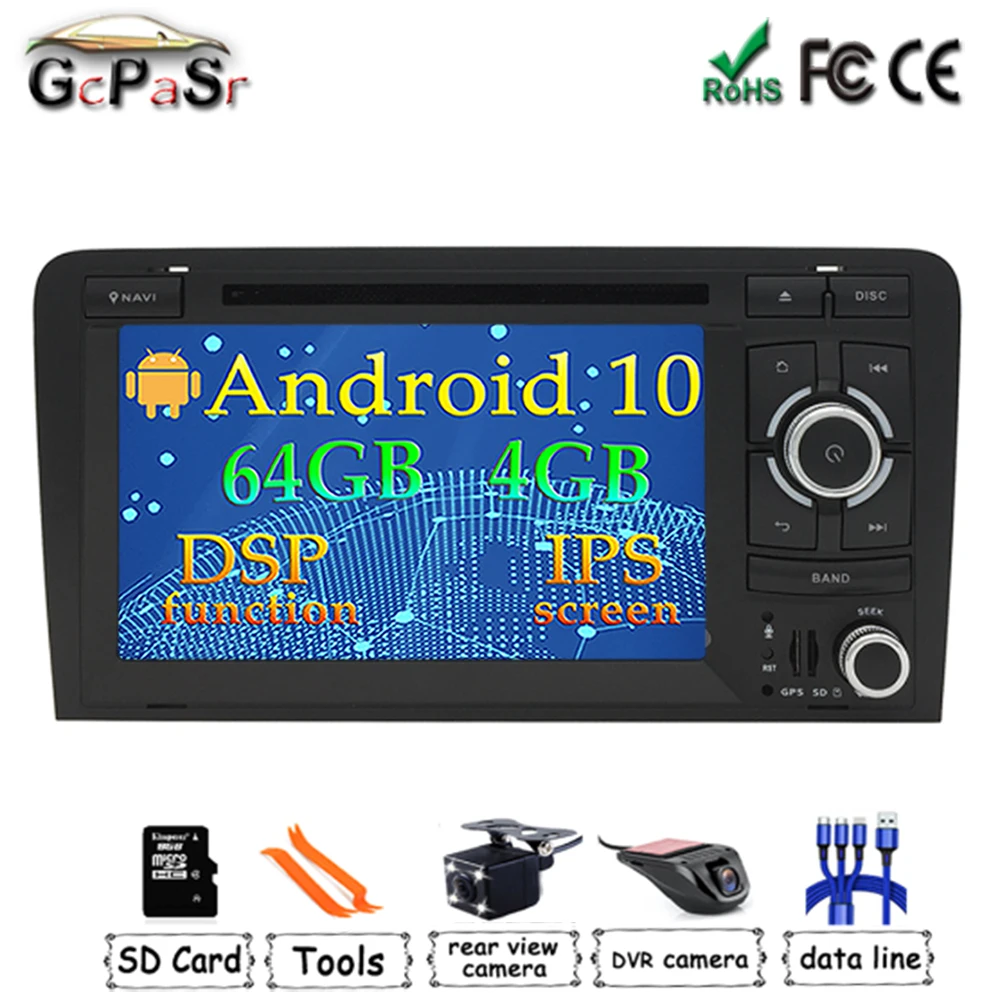 

DSP чип IPS Android 10 автомобильный DVD GPS для Audi A3 8P 2003-2012 S3 2006-2012 RS3 Sportback 2011 мультимедийный плеер стерео радио