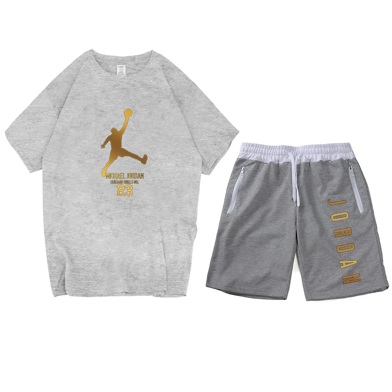 

Men's track and field sportswear suit 2021 summer fashion sportswear two-piece T-shirt + shorts leisure sports two-piece suit