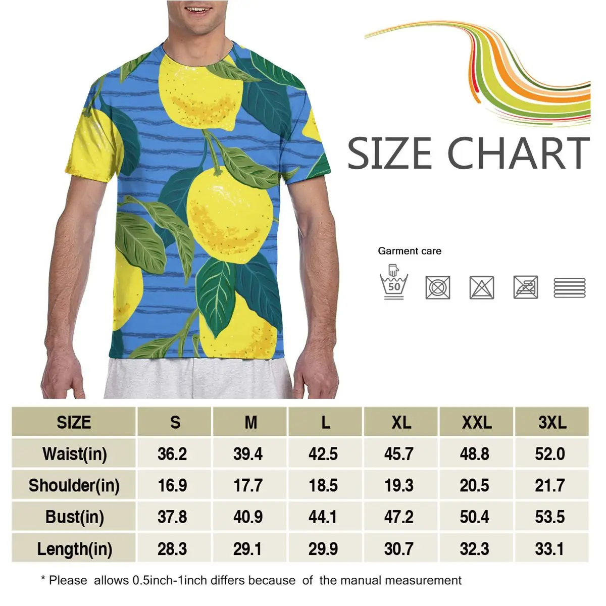 

Citrus Lemons Casual T Shirts Tee Tops Summer Men Short Sleeve Streetwear Fashion Male Tshirts
