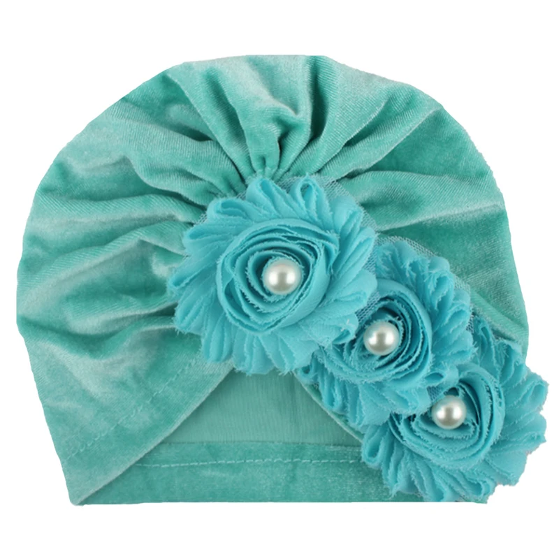 Детская Милая шапка с цветами для девочек и мальчиков шапка-тюрбан жемчугом