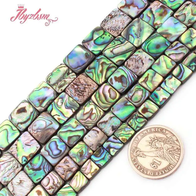 

Square Abalone Shell Beads 8.10.12mm Natural Stone Loose Spacer Beads for DIY Women Men Necklace Bracelet Jewelry Making 15