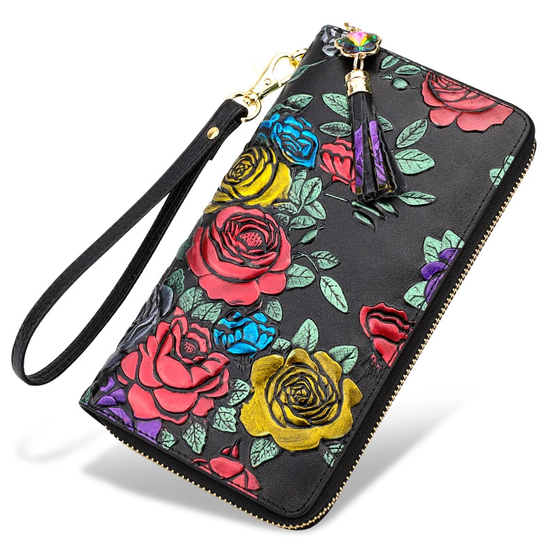 Модный дизайн характерный узор тиснение Женский кошелек из натуральной кожи на