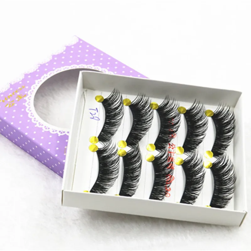 Натуральные длинные черные Накладные ресницы ручной работы 5 пар Толстые горячие