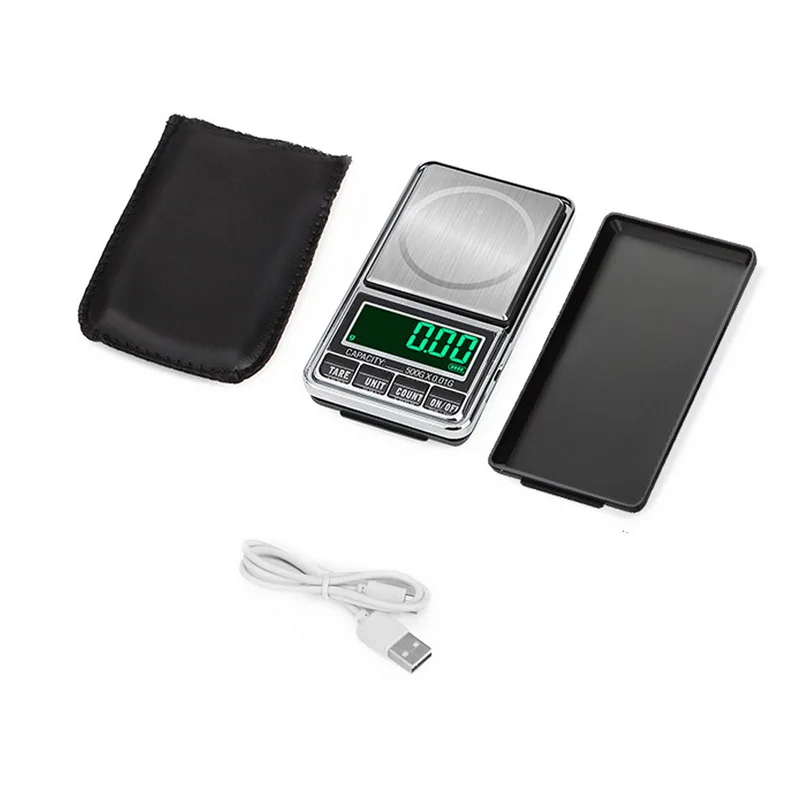 

Mini Jewelry Scale USB Charging Pocket Digital Scales 100g/200g/300g/500g/1kg 0.01g Precision Electronic Balance Weight Scale