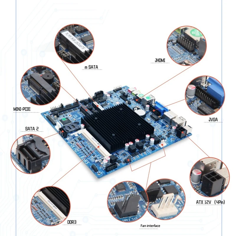 Встроенная Промышленная материнская плата J1900 четырехъядерная четырехпоточная
