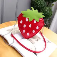 

Lovely Children PU Leather Small Shoulder Bag Kindergarten Girls Cartoon Strawberry Coin Purse Fashion Chain Kids Crossbody Bags