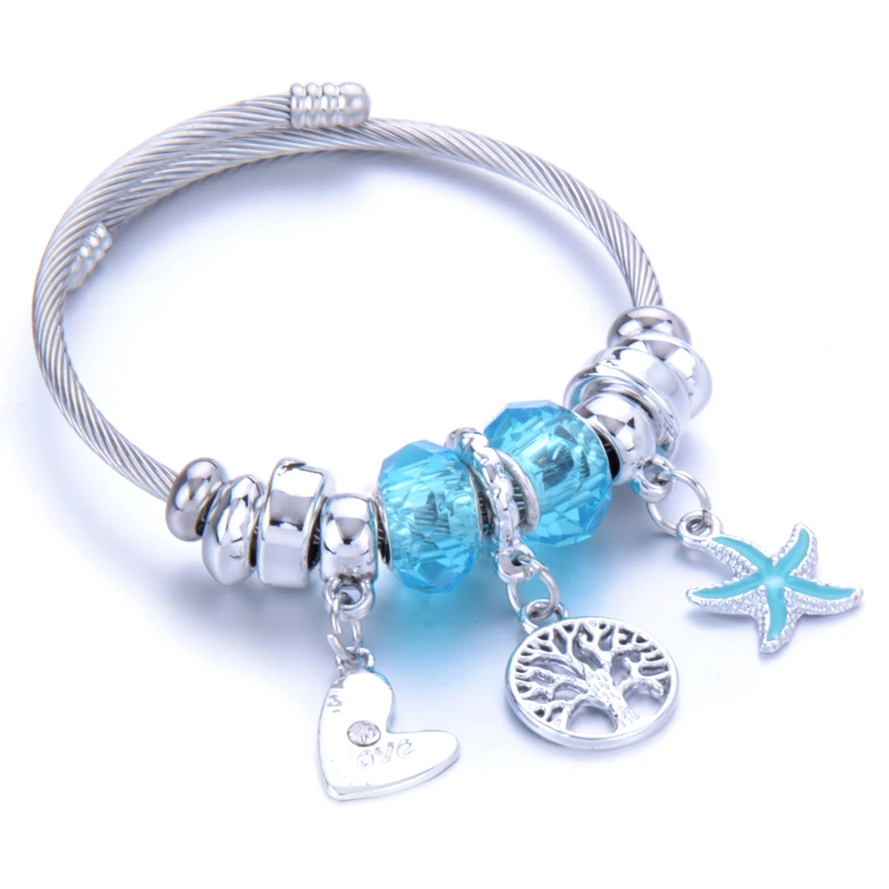 Изысканный кулон дерево жизни браслет из нержавеющей стали и хрустальный диско