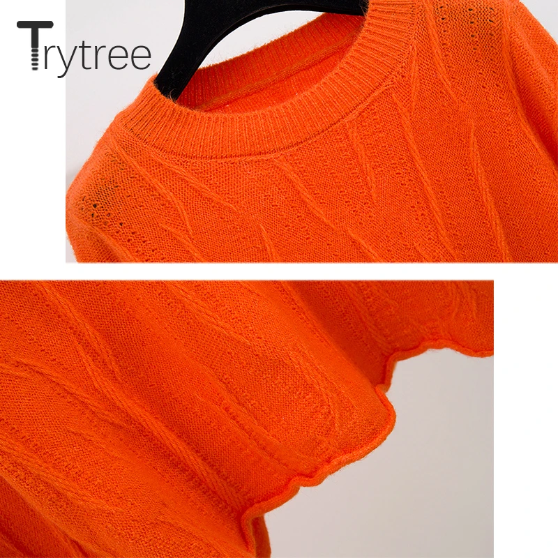 Trytree осенне зимний комплект из двух предметов Повседневный однотонный свободный