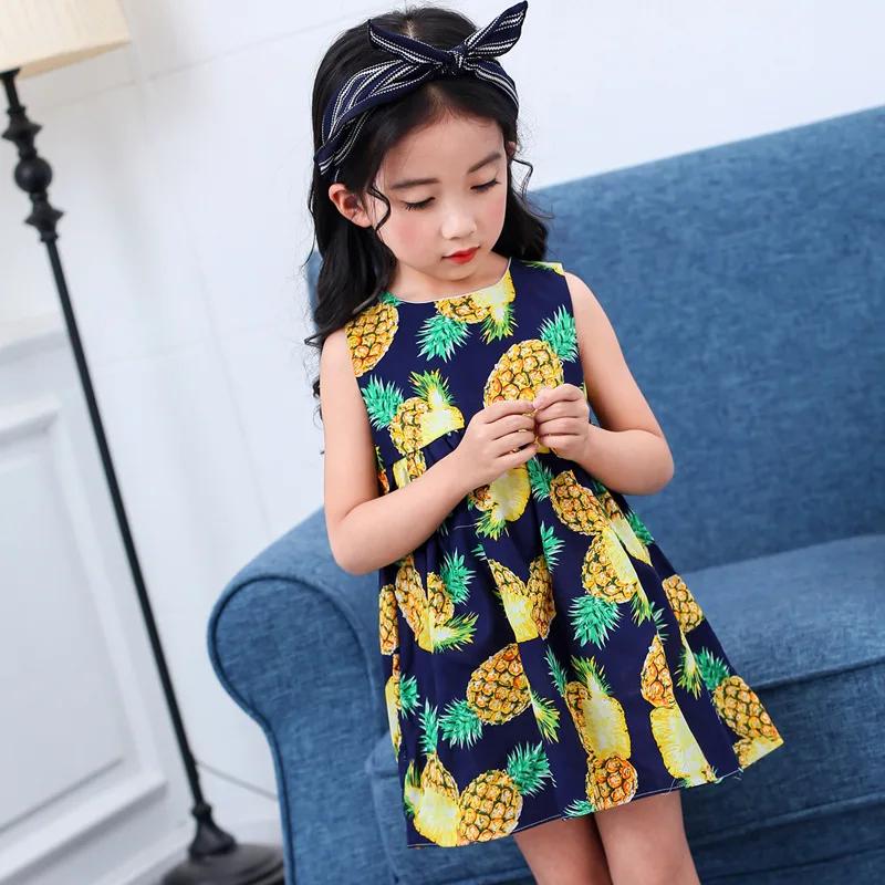New 2-7y Girls Clothing Summer Girl Dress Children Kids Berry Back V Cotton Vest dress Clothes | Детская одежда и обувь