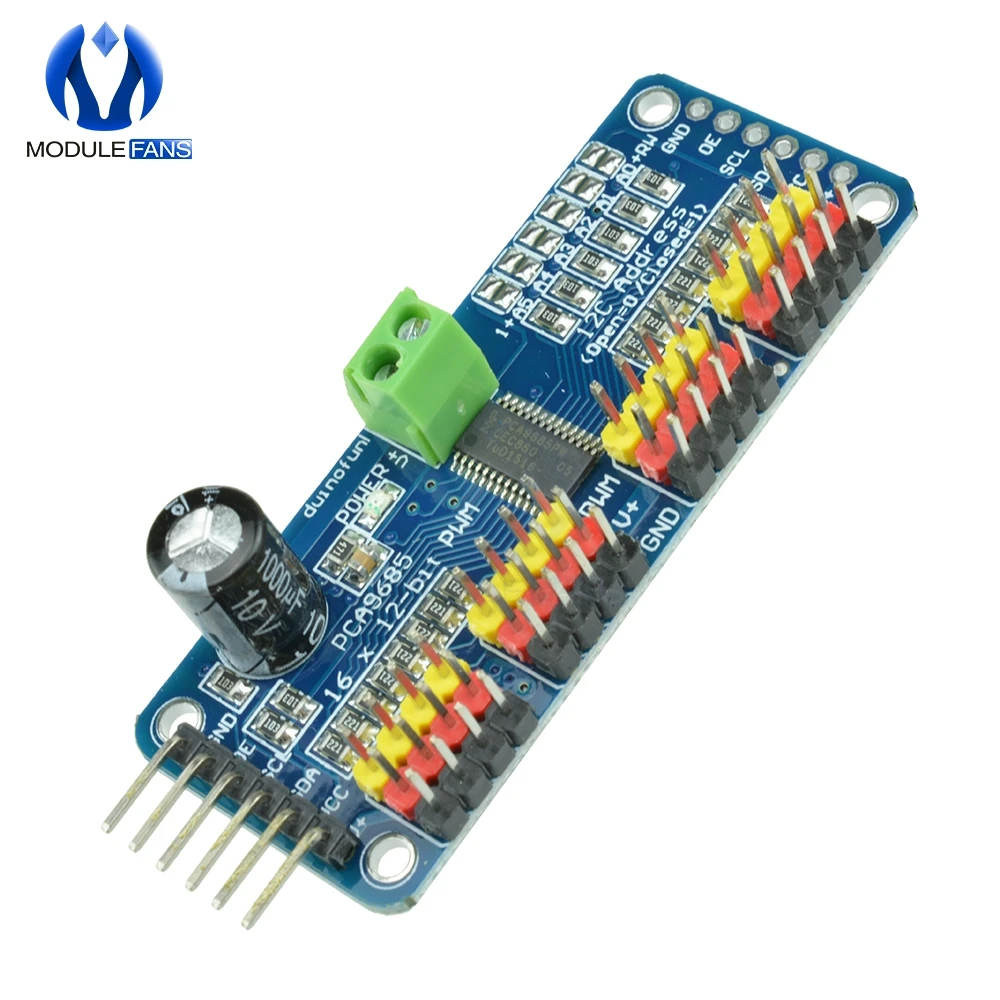 16 канальный 12 битный PWM сервопривод PCA9685 модуль 16CH I2C IIC интерфейсный щит для Arduino