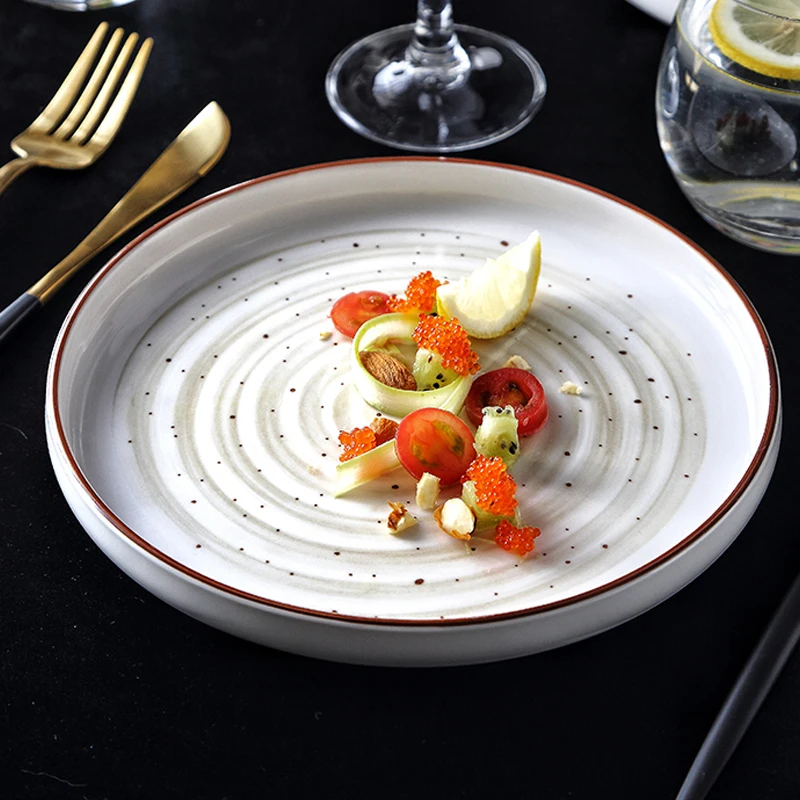 Фарфоровое блюдо MUZITY керамическая круглая фотопластина тарелки для салатов или