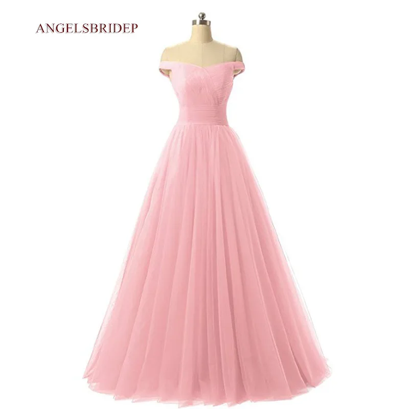 Женское вечернее платье с открытыми плечами ANGELSBRIDEP длинное фатиновое в пол