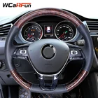 Чехол на руль из черной искусственной кожи персикового дерева для Volkswagen Golf 7 Mk7 New Polo Passat B8 Tiguan