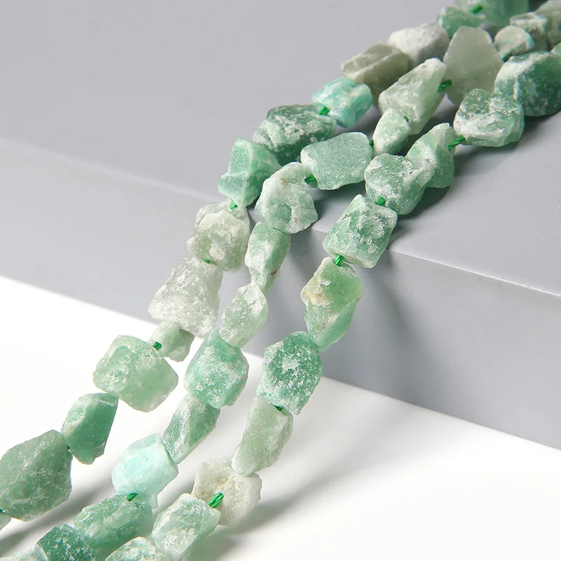 

7-11mm Raw Green Aventurine Beads Natural Minerals Nugget Stone Beaded For Jewelry Making DIY Necklace Bracelet Earring Rings