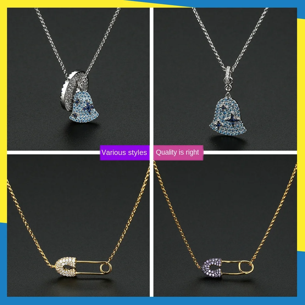 

2020 new pin star ghost diamond necklace ins simple fashion wild bell classic retro clavicle chain female women brand jewelry