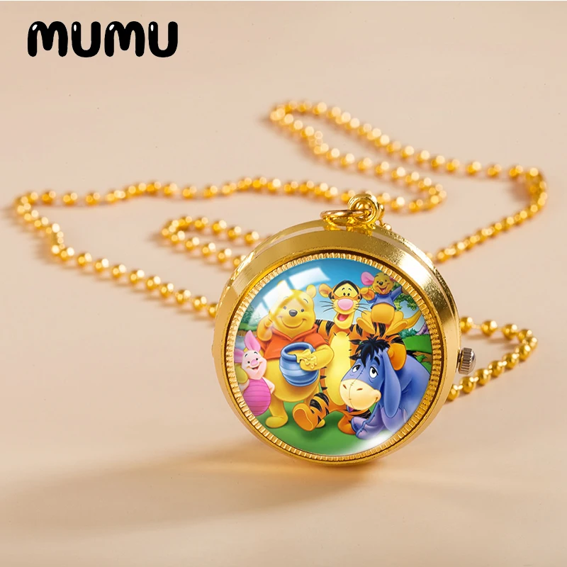 Новинка 2021 Винни-Пух карманные часы ожерелье медведь любовь медовый золотой цвет