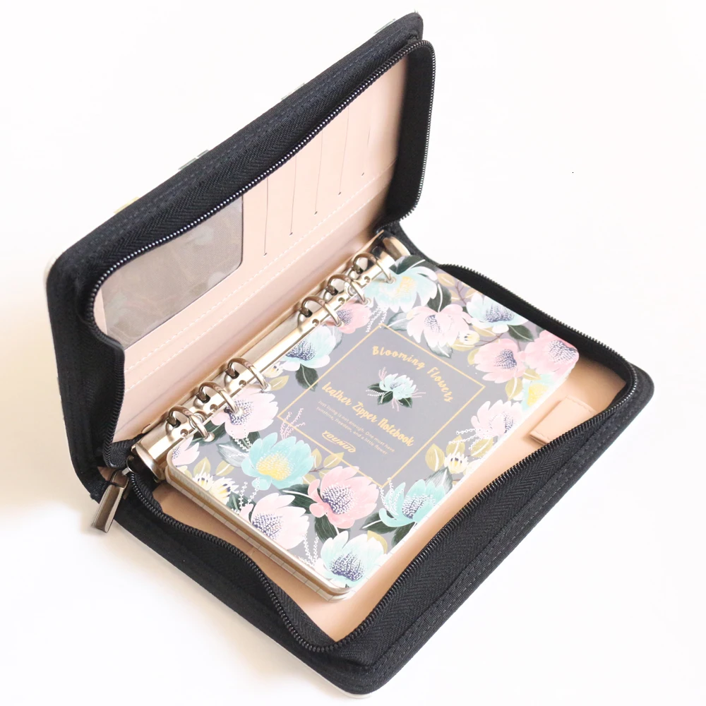 Цветочный дизайн школьные спиральные блокноты на молнии тонкая кожаная записная