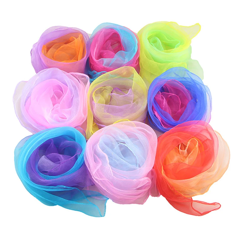 

14 Gradient Color Dance/Band Scarf Magic Square Juggling Silk Magic Tricks Performance Props Accessory Rhythm For Kids