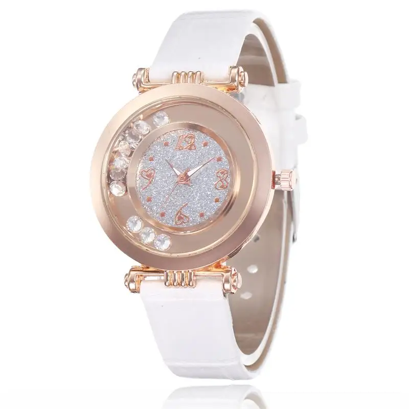 Модные женские часы Простые Романтические из розового золота наручные с кожаным