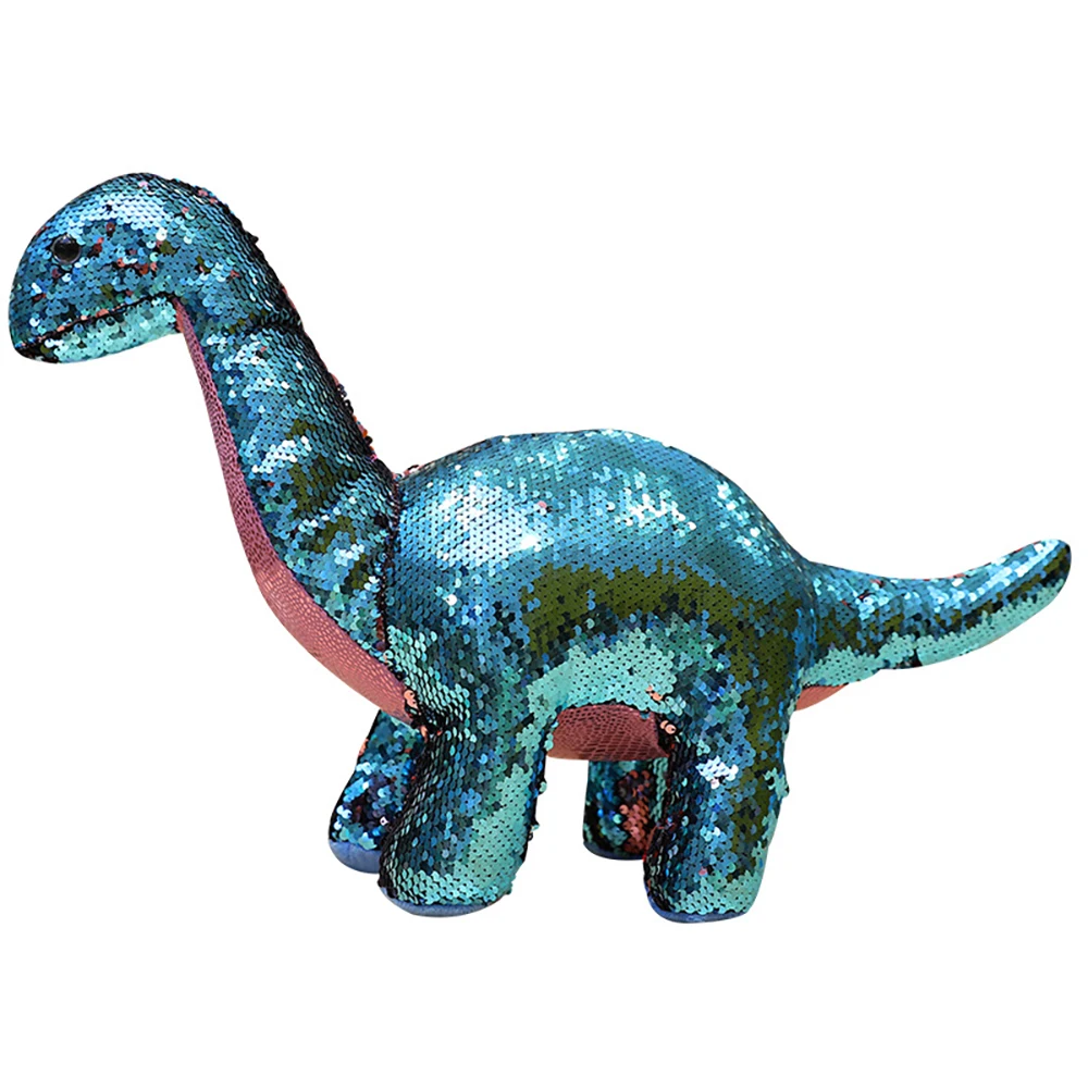 Blue Scale Dinosaur, Reversible Sequins Color Changing Plush Toy, Birthday Gifts, Cartoon Doll, Light-Emitting Animal