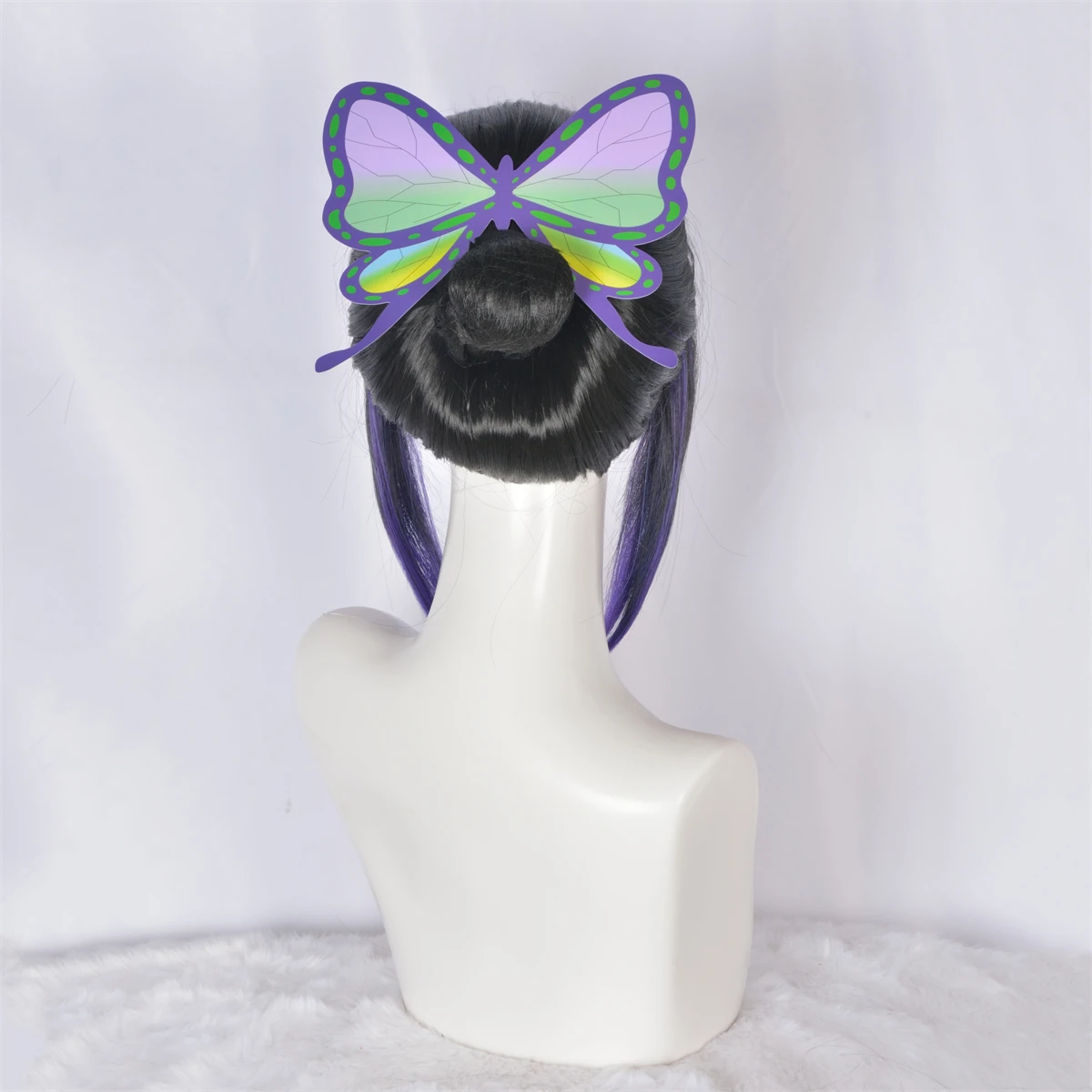 Anime Demon Slayer Kimetsu No Yaiba Kochou Shinobu Women Cosplay Costume Short Hair Party Long Ponytail Wigs Butterfly Headdress |