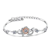 trendy 1 4ct d color moissanite rose flower bracelets women jewelry 100 925 sterling silver bracelet with gra birthday gift