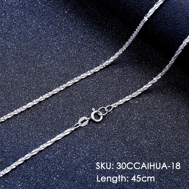 GEM'S балетная Классическая Базовая цепочка из чистого серебра 925 пробы, ожерелье на цепочке 40 см 45 см 50 см, хорошее ювелирное изделие, модное ожерелье с подвеской - Цвет камня: 30CCAIHUA-18