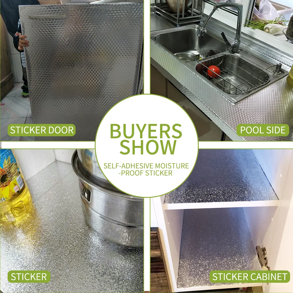 

Dktie 3m/5m kitchen oil proof sticker aluminum foil stove cabinet wall sticker waterproof DIY wallpaper decoration