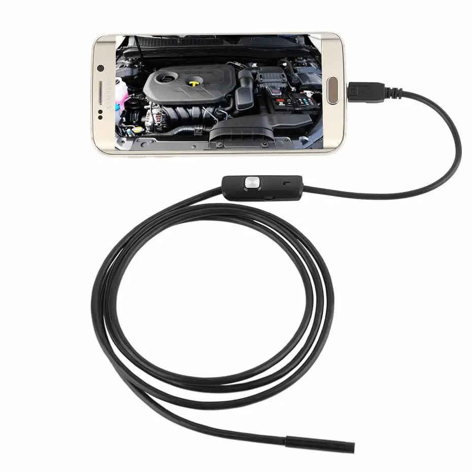 7 мм эндоскоп камера 2 в 1 USB мини-видеокамеры IP67 Водонепроницаемый 6 светодиодный бороскоп Инспекционная камера автомобиля для Android PC