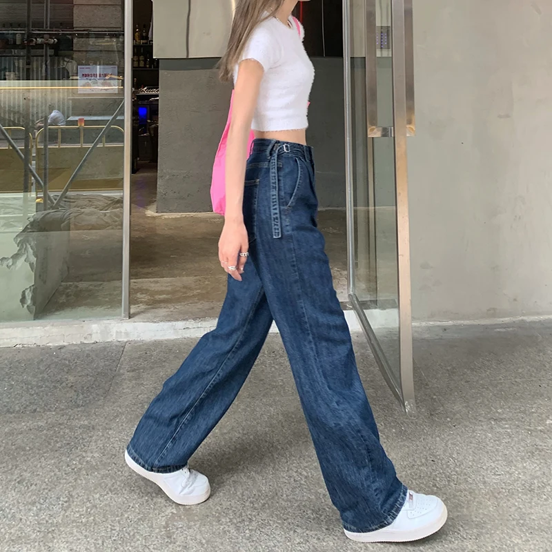 

ZHISILAO Wide Leg Jeans Women Plus Size Vintage Blue High Waist Straight Denim Pants Jeans Streetwear Boyfriend Mom Jeans 2021