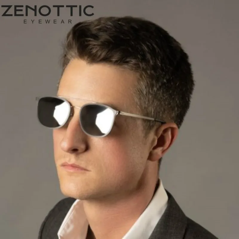 

ZENOTTIC Square Double Bridge Sunglasses Men Women Brand Designer Mirrored Polarized UV400 Protection Driving Shades Sun Glasses