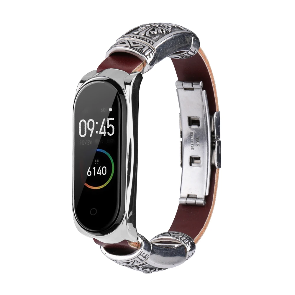 Умный Браслет металлический ремешок + кожаный для часов Xiaomi Mi Band 6 5 4 3 сменный Band3