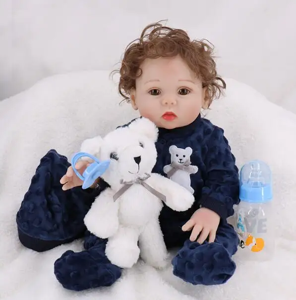 boy blue doll Близнецы мальчик девочка 44 см bebe Reborn Baby куклы все силиконовые куклы так красиво, как кукла живой ребенок в Бразилии детская игрушка подарок на день рождения - Цвет: boy blue doll