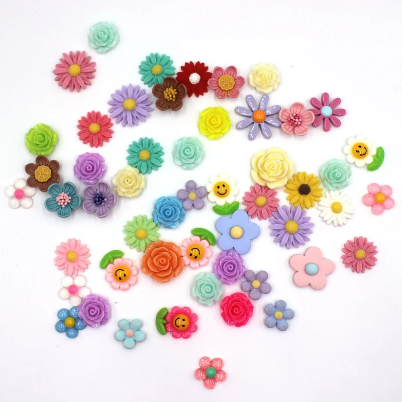 

100Pcs/Lot Multi Option Resin Flatback Flower DIY Crafts