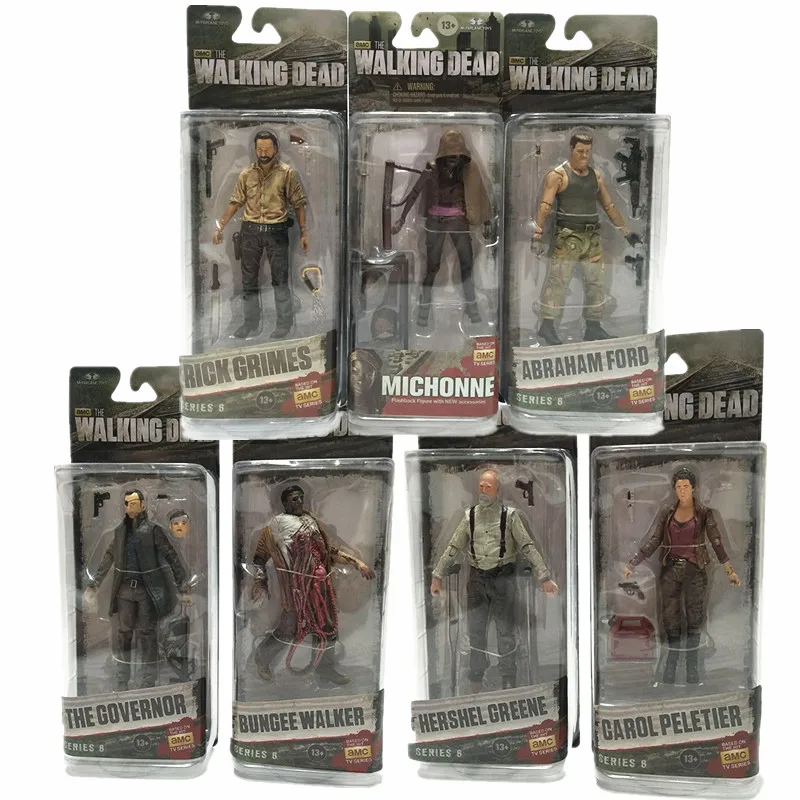 

Walking Dead Michonne Abbaham Ford The Governor Carol Peletier Rick Grimes Bungee Walker Hershel Greene Action Figure Model Toy