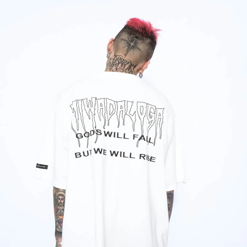

Tideshec Hip Hop Streetwear Fashion Oversize Letter Print T-shirt Short Sleeve Men's Fashion Harajuku Summer 2021 T Shirt LSD33